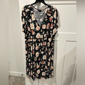 Torrid Black Floral Midi Dress